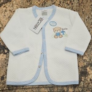 Location White Quilted Infant Cardigan Sweater Sz 12/18 mos